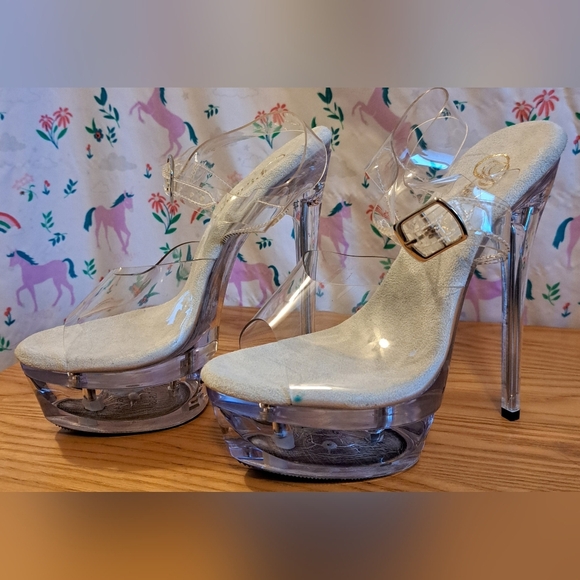 Pleaser Eclipse Clear Strappy Stripper Dance Sexy Platform High Heel Shoe SZ 5 - Picture 3 of 8